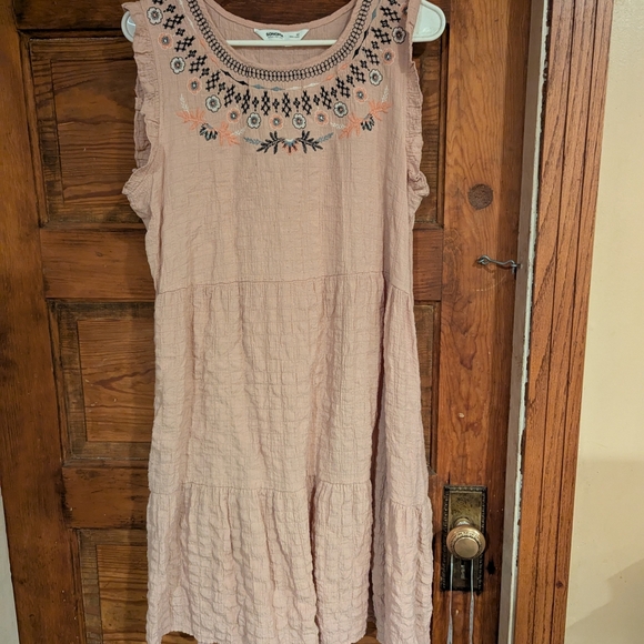Sonoma Cream Sequin Mini Sundress with Crew Neck - Picture 1 of 9